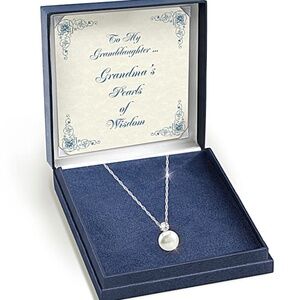 New Granddaughter Necklace Cultured Freshwater Pearl Pendant Diamond Accent 18”